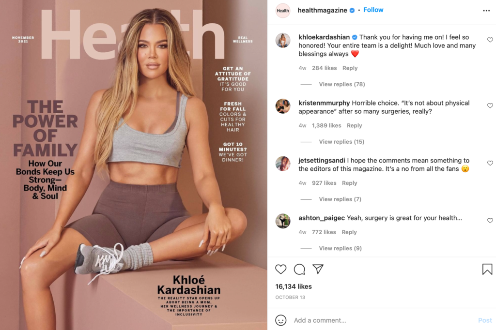 Khloe kardashian health magazine